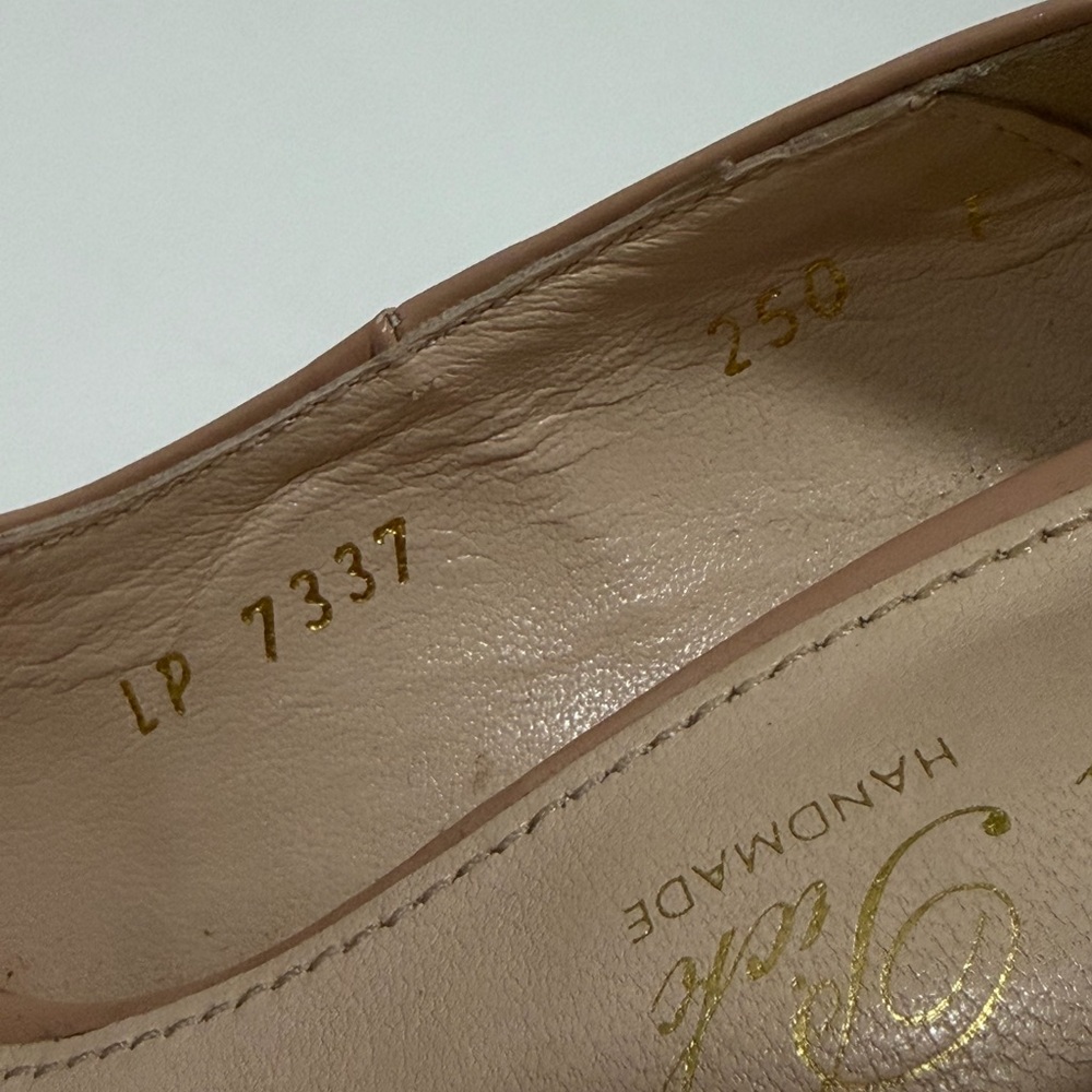 Beige Patent Leather Handmade Peep Toe Heel Platform Pumps Women Size 7.5 - Picture 13 of 14